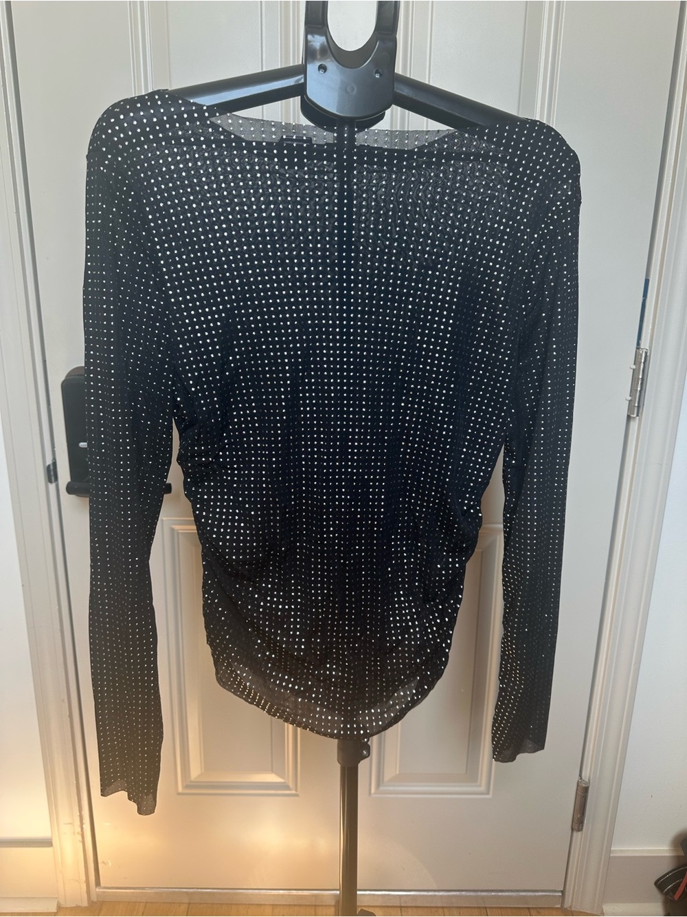 Women’s Black Mesh Long-Sleeve Sparkle Top NWOT